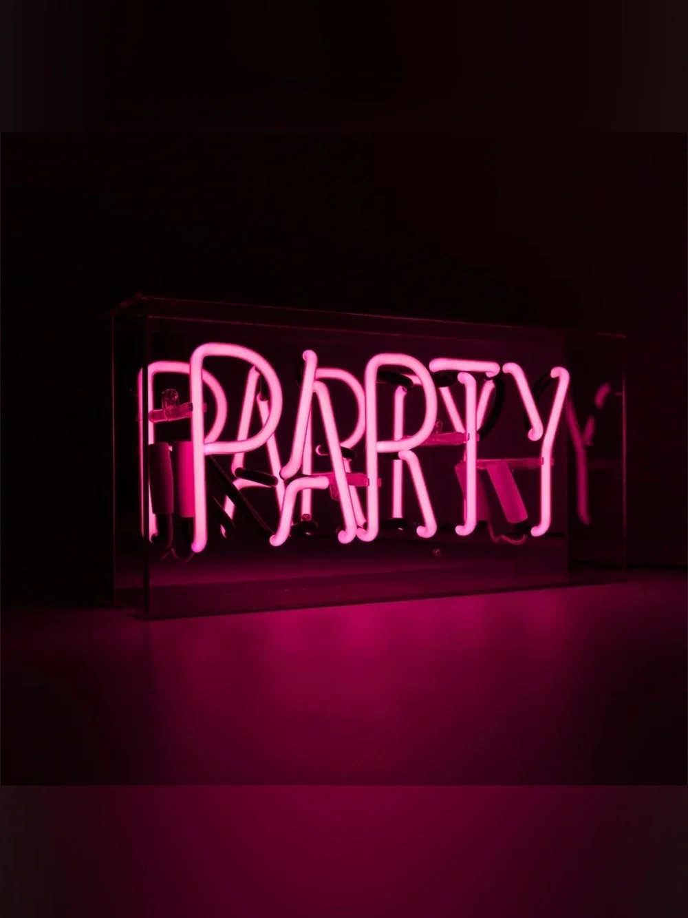 LOCOMOCEAN | “PARTY” GLASS NEON BOX SIGN 🎉✨💗